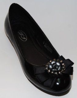 Ballerina Ballet Flats W/Flower Stone 4 Colors (7, Black 5044) Shoes