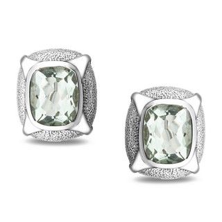 New York Gems Sterling Silver Green Amethyst Stud Earrings