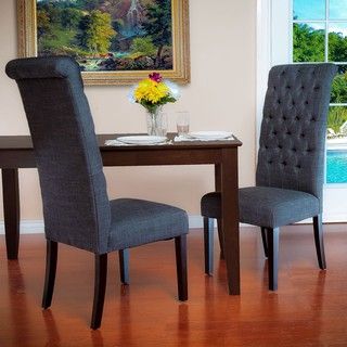 Tall Grey Fabric Dining Chairs (Set of 2)