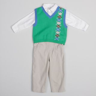 Petit Ami Toddler Boys 3 piece Pant Shirt Vest Set