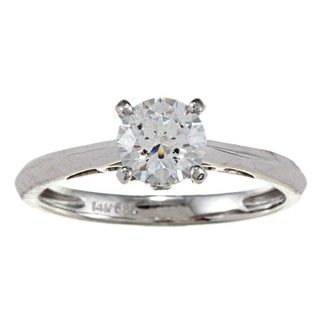 14k White Gold Cubic Zirconia and Diamond Accent Ring