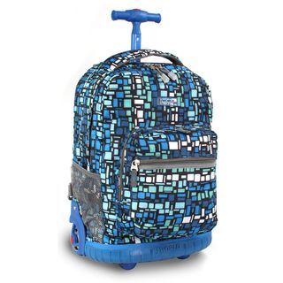 World 18 inch Squares Blue Rolling Backpack