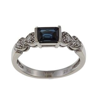 14k White Gold Sapphire and Diamond Accent Ring