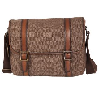 Fossil Estate Brown Fabric and Leather City Bag