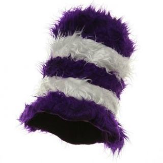 Furry Kool Kat Hat Purple and White W40S14D Clothing