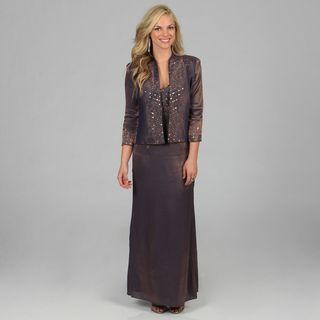 Karen Miller Womens Formal Embellished Jacket and Long Dress Set