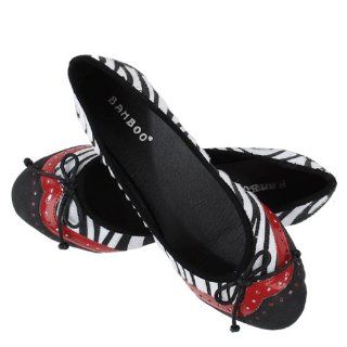Hunter60 Zebra Faux Pony Hair Ballet Flats BLACK Shoes