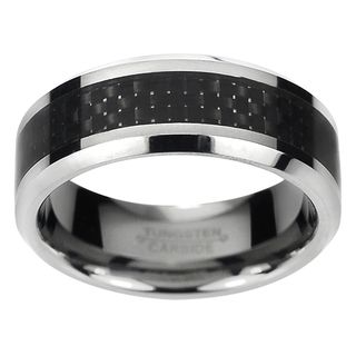 Daxx Mens Tungsten Carbide Black Carbon Fiber Inlay Band (8 mm