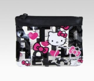 Hello Kitty Vinyl Cosmetic Pouch Black Quilt Shoes