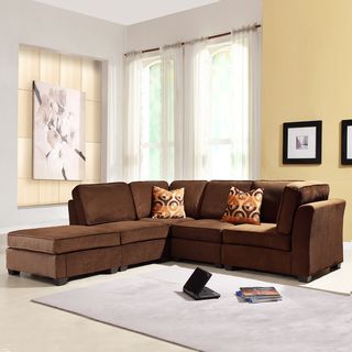 Barnsley Collection Dark Brown Polyester 5 piece Sectional Set