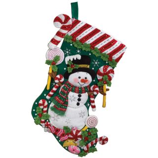 Candy Snowman Stocking Felt Applique Kit 18 Long Today $19.99