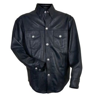 Mossi Mens Black Leather Shirt