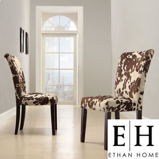 ETHAN HOME Portman Cow Hide Parson Side Chairs (Set of 2)