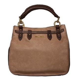 Miu Miu Light Brown / Dark Brown Leather Satchel Bag