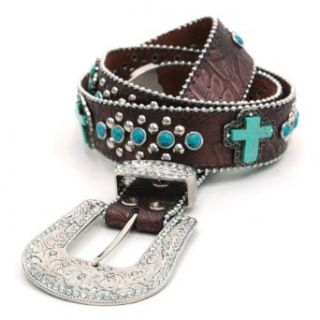 Womens Western Cowgirl Genuine Leather Studded Turquoise