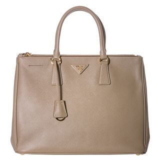 Prada Womens Lux Beige Saffiano Leather Tote Handbag