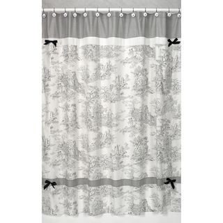 Black French Toile Shower Curtain