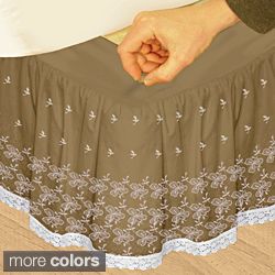 Up Your Skirt Embroidered Adjustable 17 inch Drop Queen size Bedskirt