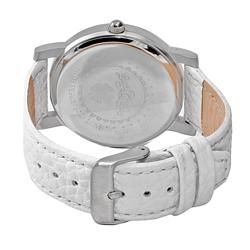 Lucky Brand Womens Silvertone White Pebble Leather Strap Watch