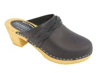 Clogs  Moheda Maria High Heel Clog in Black Nubuck Leather Shoes