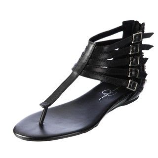 Jessica Simpson Womens Danson Black Leather Sandals
