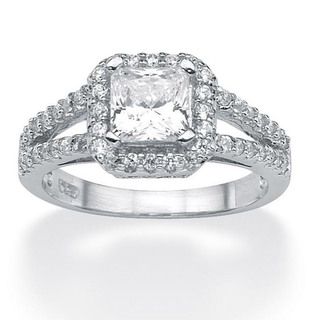 Ultimate CZ Platinum over Sterling Silver Clear Cubic Zirconia Ring