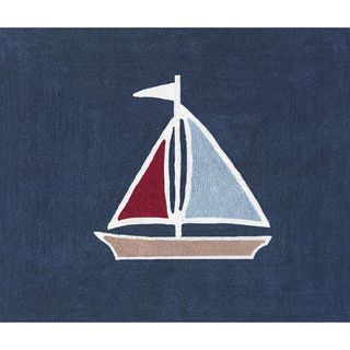 Sweet JoJo Designs Nautical Nights Sailboat Cotton Floor Rug
