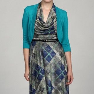 Jessica Howard Womens Turquoise 3/4 Sleeve Sweater FINAL SALE