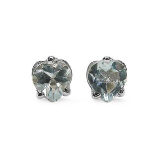 Malaika Sterling Silver Heart cut Aquamarine Stud Earrings MSRP $57