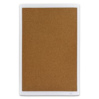 Magnetic Natural Cork Bulletin Board/White Plastic Frame (11 x 17