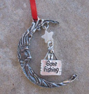 Gone Fishing Sign with Moon Christmas Onrament Sports