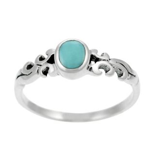 Tressa Sterling Silver Inlaid Oval cut Turquoise Ring
