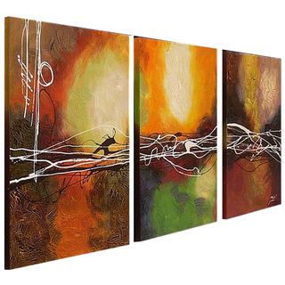 Hand painted Oil Abstract Canvas Art (Set of 3)