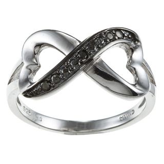 La Preciosa Sterling Silver Cubic Zirconia Heart Design Infinity Ring