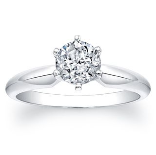 14k White Gold Certified Diamond Engagement Solitaire Ring (F G, I1 I2