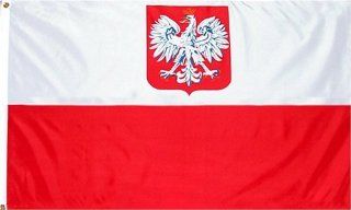 Poland State/Ensign Eagle Flag 3x5 foot Poly Sports