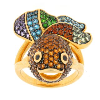 Meredith Leigh Gold over Silver Multi gemstone Fish Ring