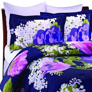 Isaac Mizrahi Purple Cotton Sateen 6 piece King size Comforter Set