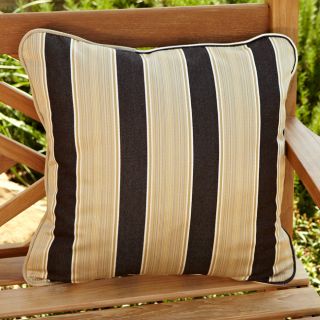 Clara Brown/ Gold Stripe 22 inch Square Outdoor Sunbrella Pillows (Set