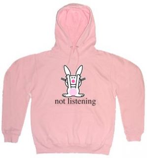 Happy Bunny Not Listening Hoodie (Pink) Clothing