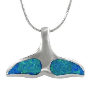 Tressa Sterling Silver Blue Opal Whale Tail Necklace