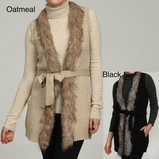 RXB Womens Faux Fur Trim Vest Sweater