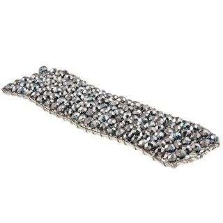 Gunmetal Silvertone Crystal Cuff Bracelet
