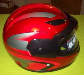 DOT Approved Kids Atv/4 Wheeler Helmet (red w/ red stripes