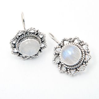 Handmade Sterling Silver Rainbow Moonstone Earrings (India