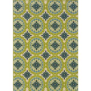 Green/Ivory Outdoor Area Rug (53 x 76)
