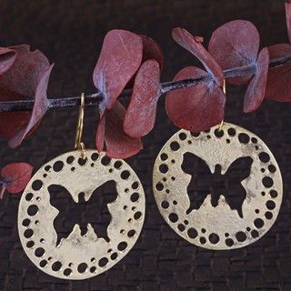 Goldtone Butterfly Dreams Circle Earrings (India)