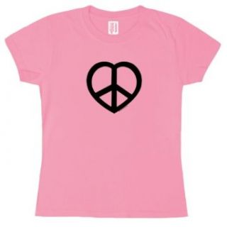 Heart Peace Sign Juniors T Shirt   Pink Clothing