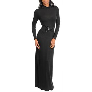 Stanzino Womens Black Belted Long Dress