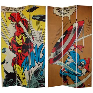 Foot Tall Double Sided Captain America/Iron Man Canvas Room Divider